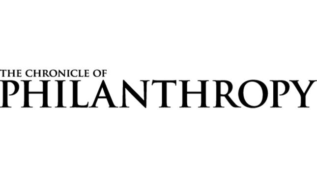 The Chronicle of Philanthropy logl; black, serifed text on a white background that says "The Chronicle of" and below that in large capitalized letters "Philanthropy".