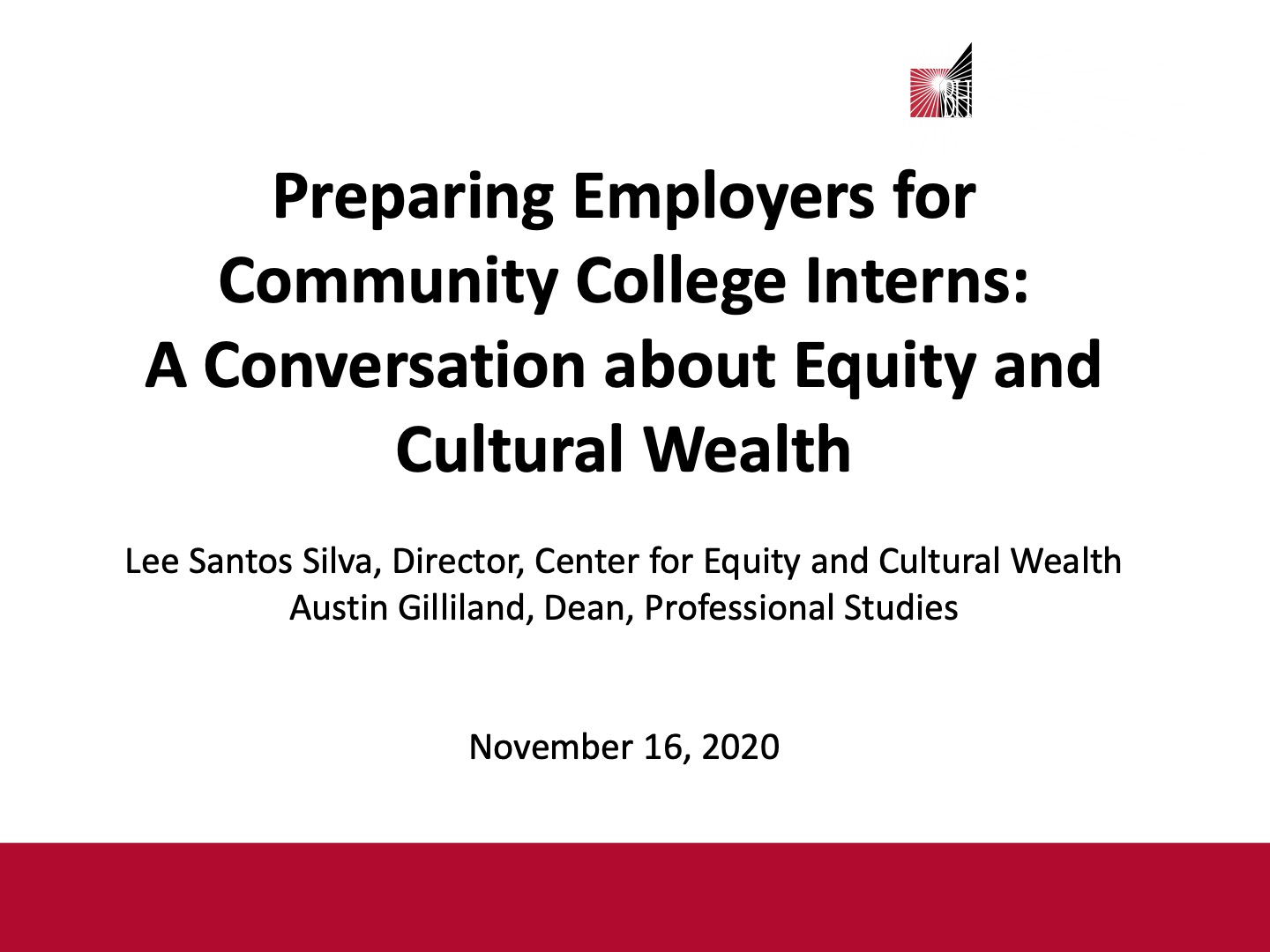 Title slide from BHCC presentation