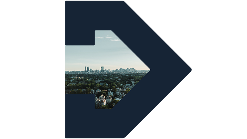 Boston city skyline framed in TBF arrow icon