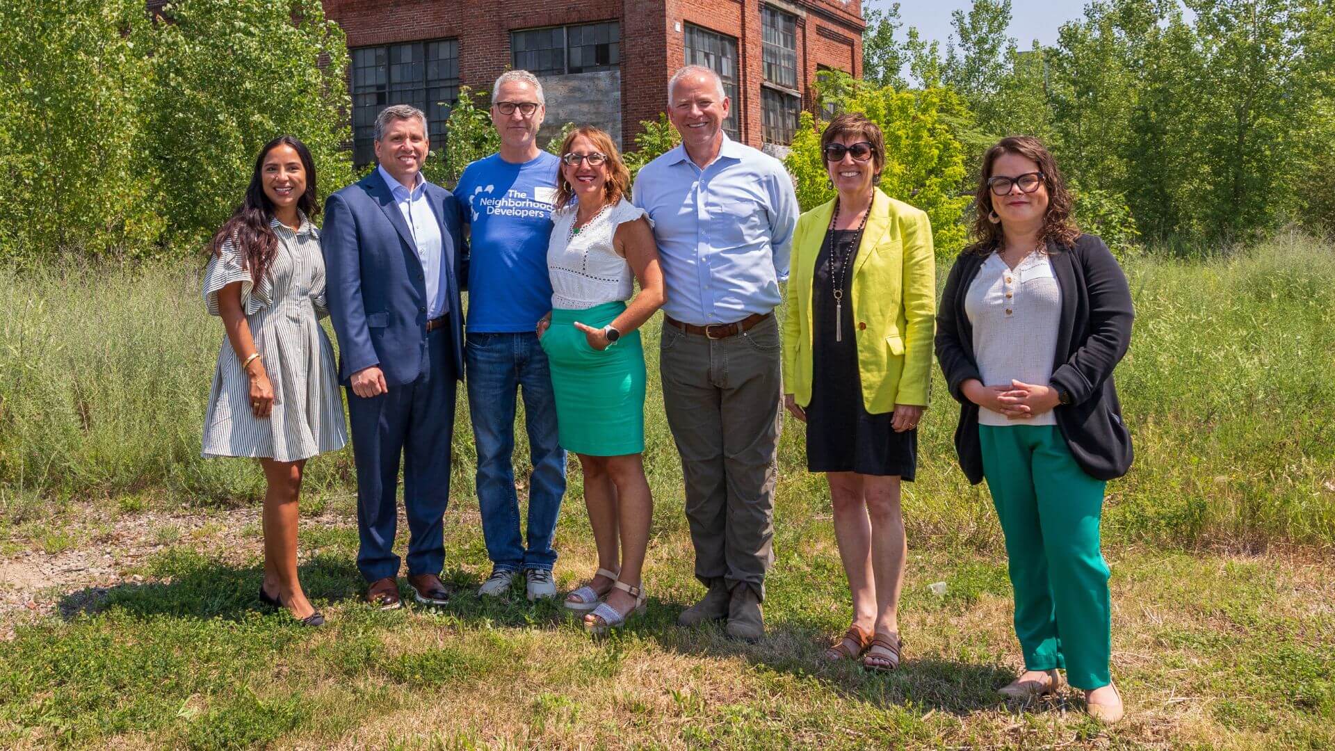 A group of leaders at the Chelsea Waterfront project site.