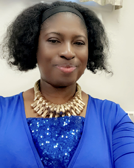 Josmanie Vincent portrait in blue dress