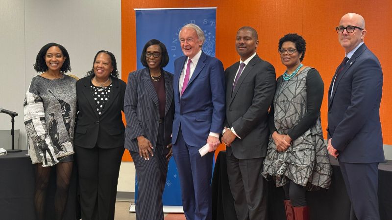 TBF Vice President of Public Affairs Keith Mahoney. Mahoney stands with Sen. Markey and others at the Senate field hearing.