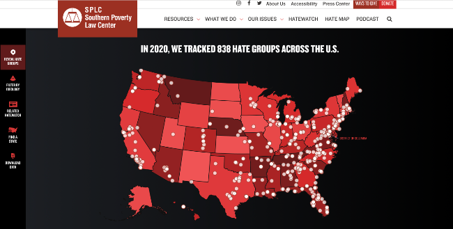 Southern Poverty Law Center Hate Watch Map