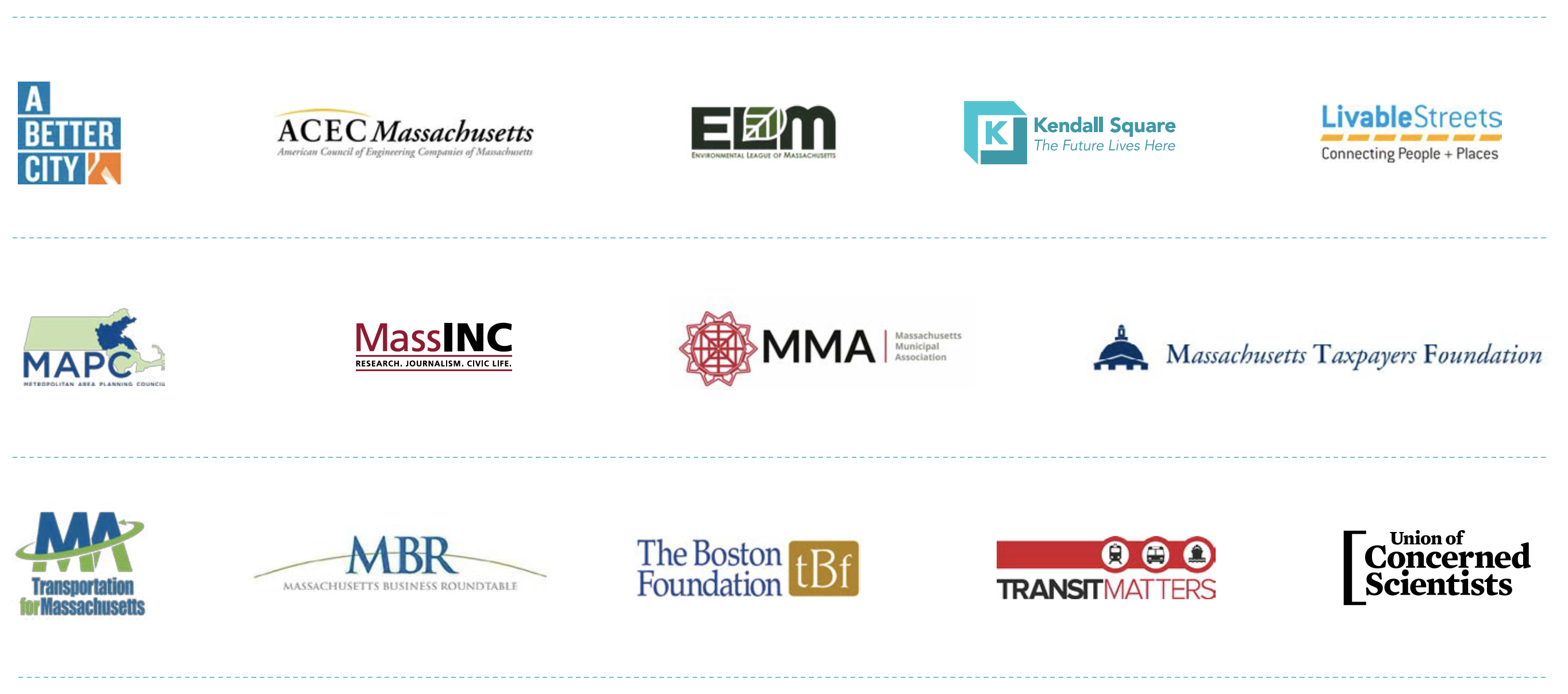 Logos of organizations making up Transportation Table