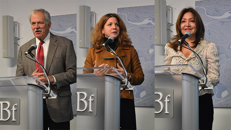 Paul Grogan. Sec. Rosalin Acosta and Aixa Beauchamp