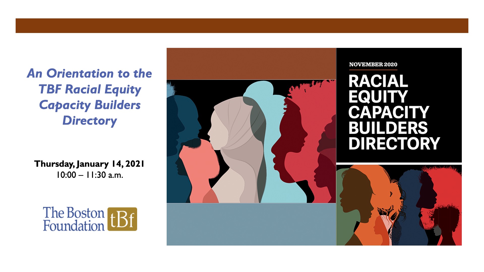An Orientation to the TBF Racial Equity Capacity Builders Directory - TBF