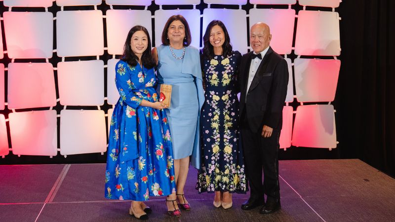 Reshma Kewalramani is honored at the ACF Gala with Danielle Kim, Mayor Wu, and Paul Lee