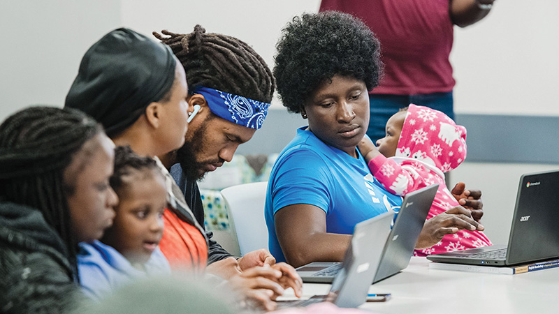 Families at the BRICC computer learning day