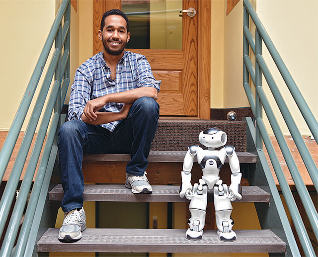 Rick Fredkin with robot