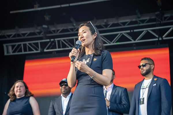 Mayor Wu speaks onstage during the Embrace Ideas Festival
