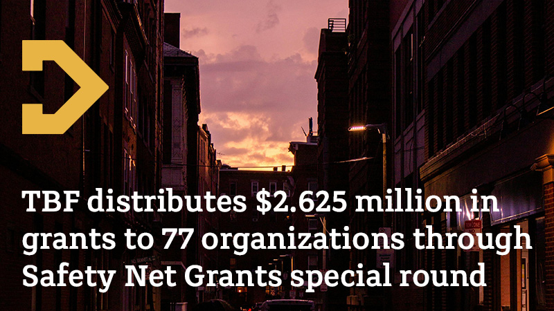 TBF distributes $2.625 million in  grants to 77 organizations through  Safety Net Grants special round. Photo of a street at sunset