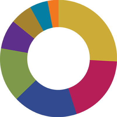 Donut graph showing projects by venue type