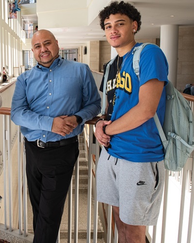 Joel Mora with student