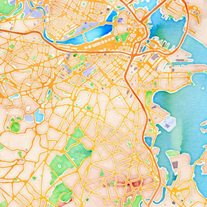 Boston watercolor map