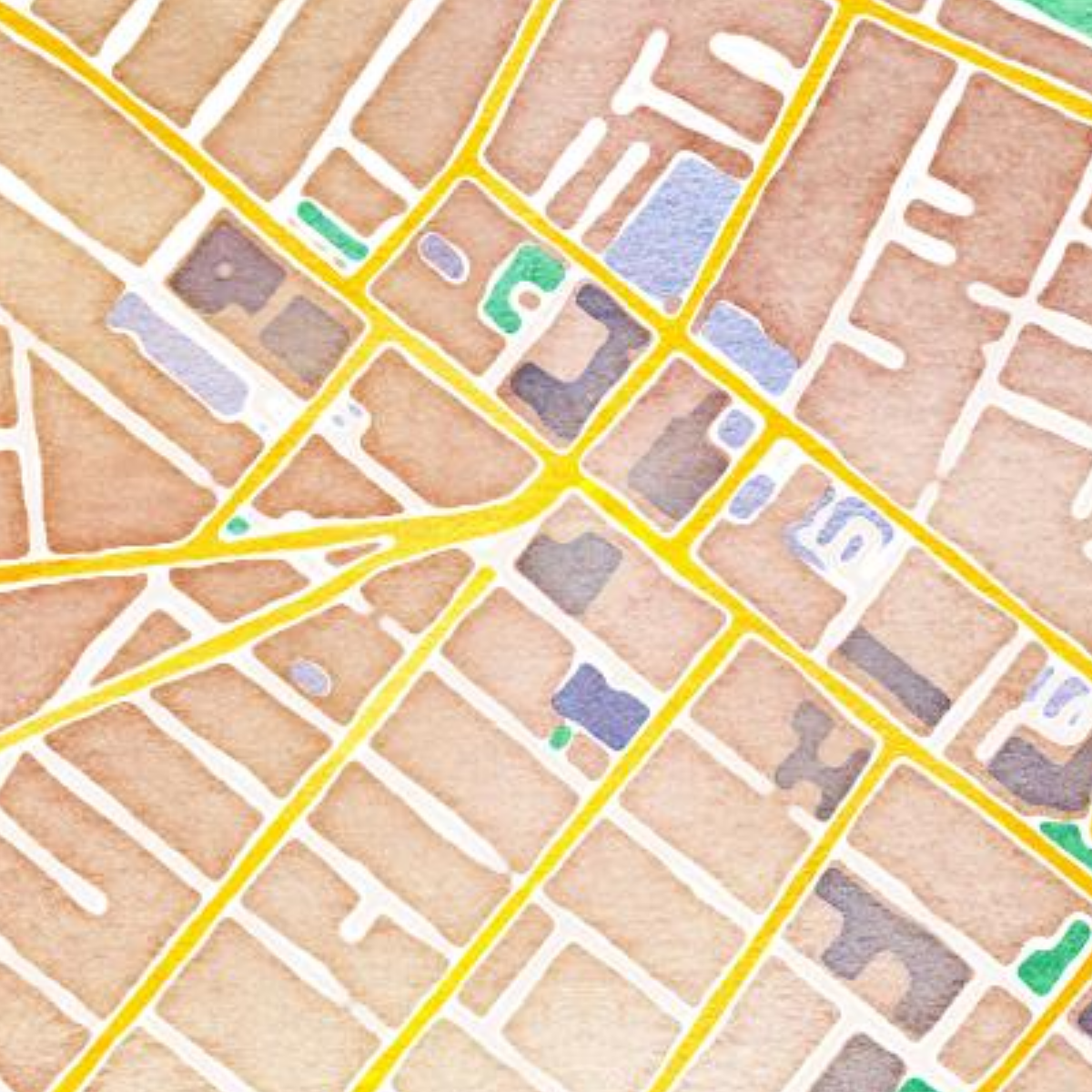 Central Sq watercolor map