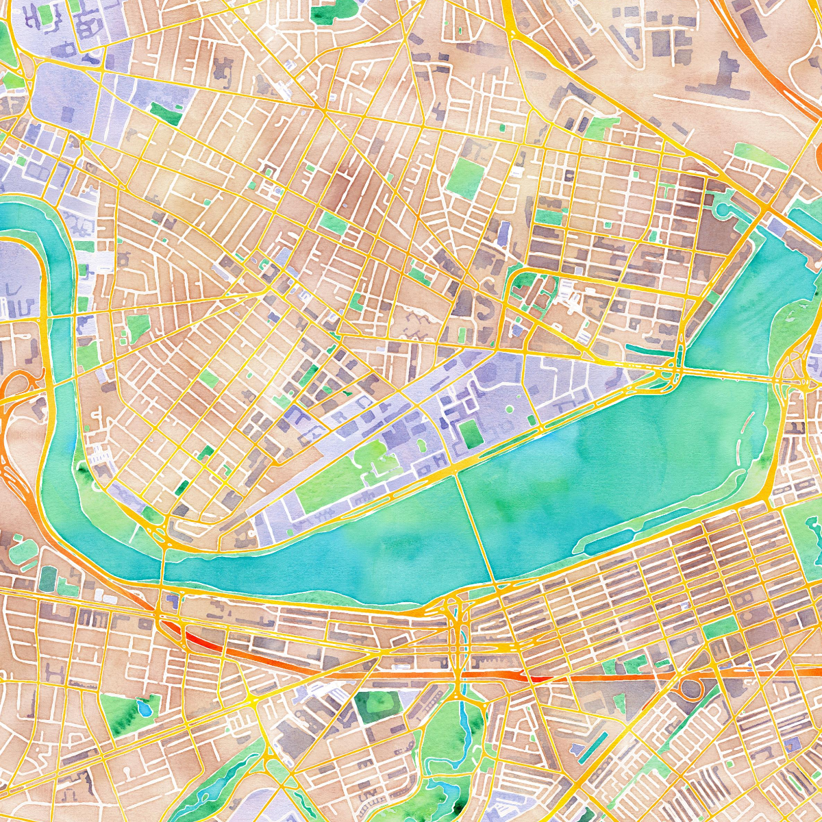 watercolor map of the esplanade