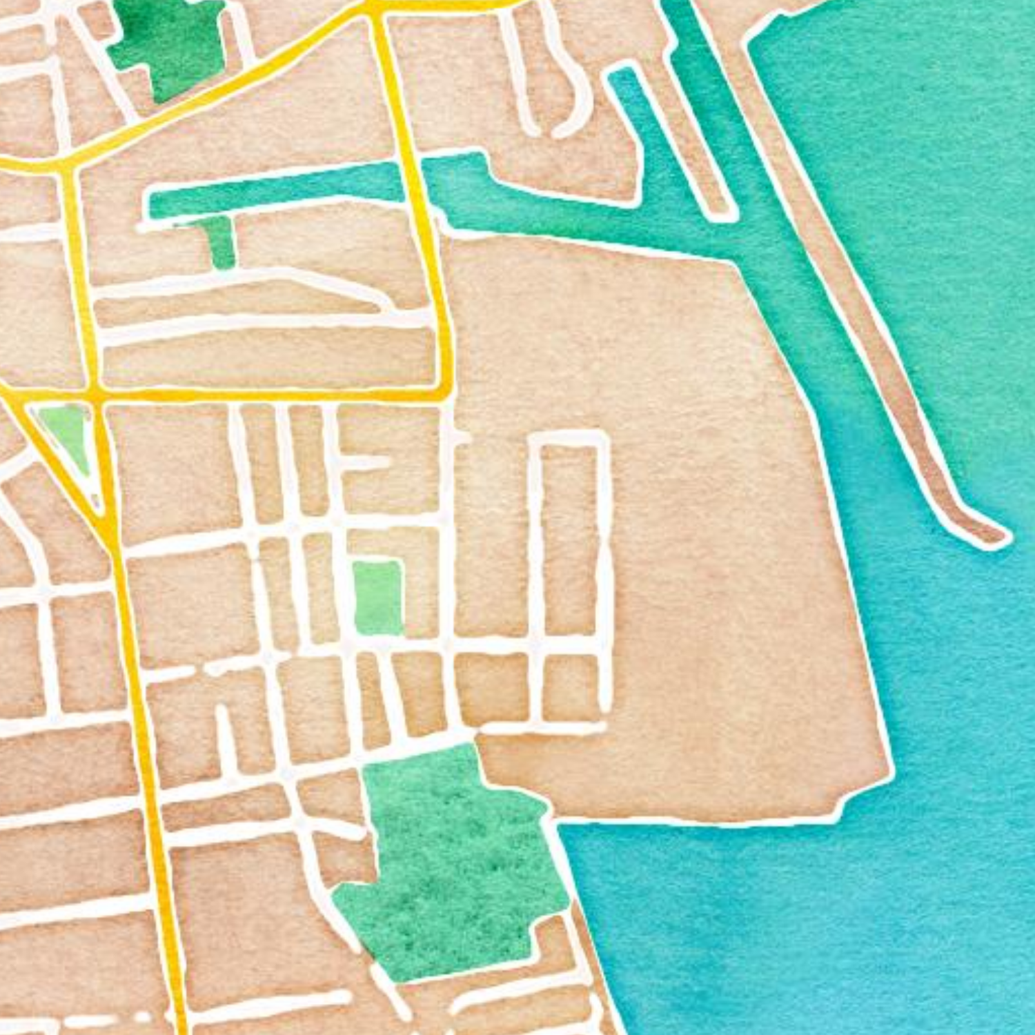 Watercolor map of the point in salem ma