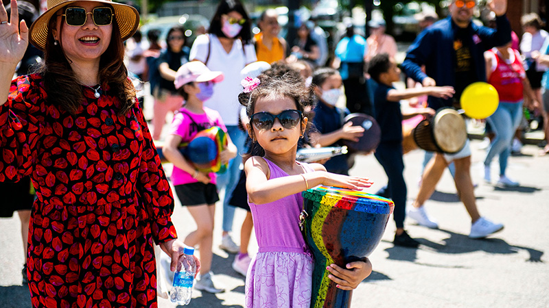 Asian Girl with Drum