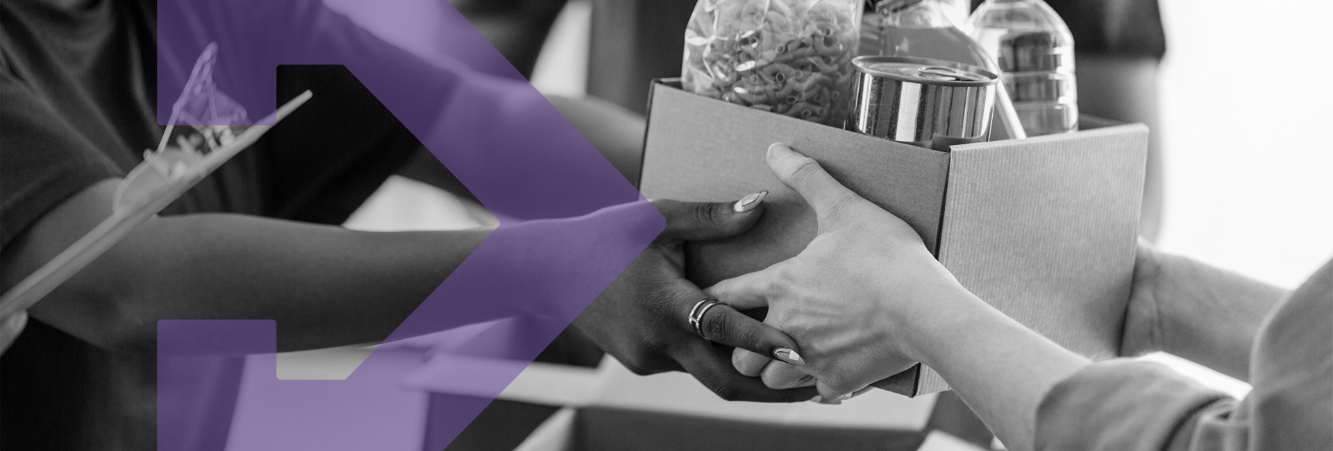 Banner image hands distributing food aid