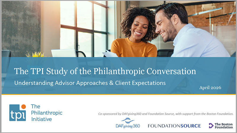 The cover of the TPI Philanthropic Conversation study