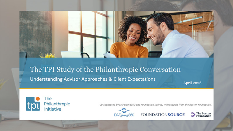 The cover of the TPI Philanthropic Conversation study